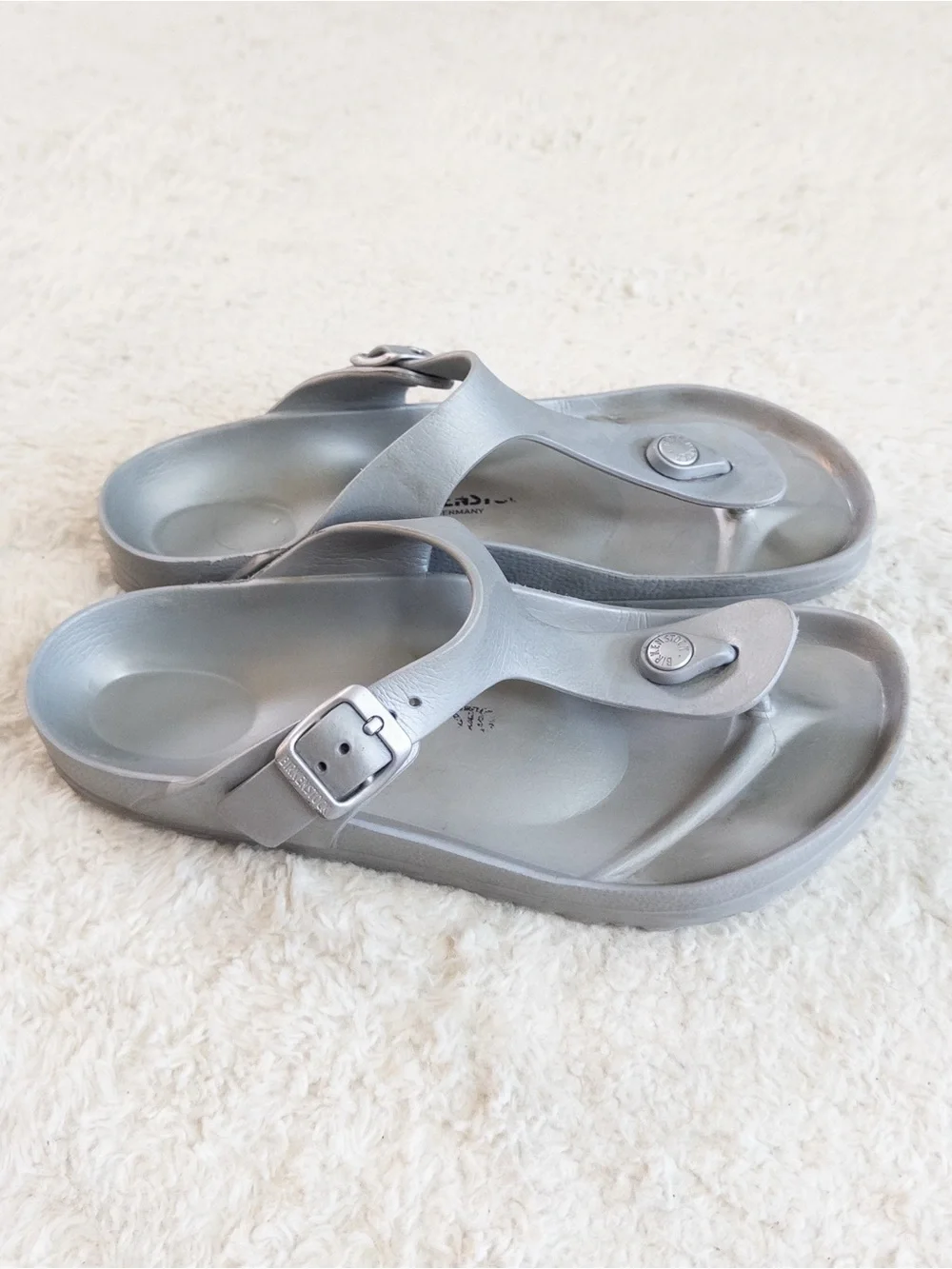 Birkenstock Gizeh EVA Silver Gray Thong Sandals Size 38